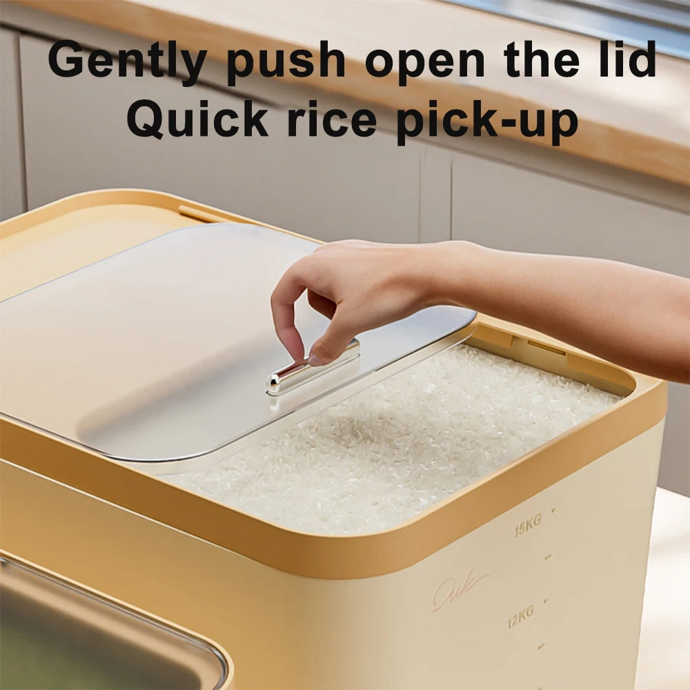 10KG Rice Container Rice Storage Box Pet Food Container Sealed Cereal Dispenser with Buckle Insect Proof Grain Kitchen Organizer