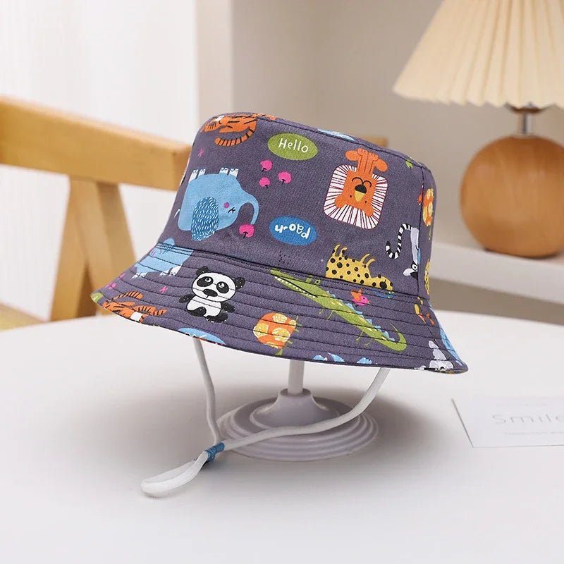 New Panama Summer Baby Sun Hat for Girls and Boys Beach Sun Cap Outdoor Children Bucket Hat Cartoon Autumn Kids Fisherman's Cap