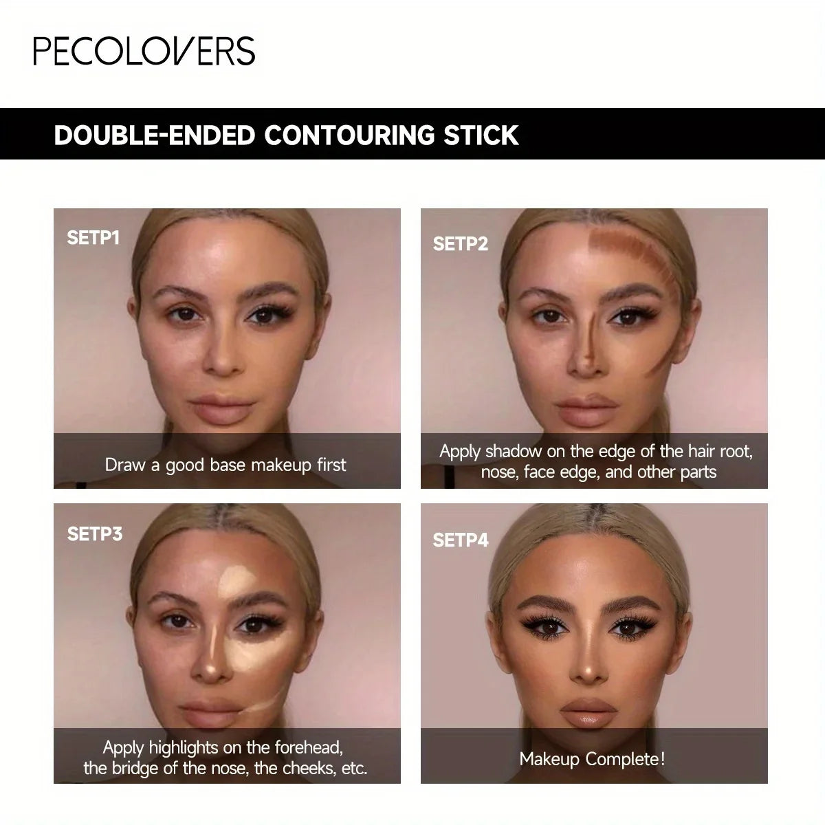 Doppelkopf-Highlight-Stift, Gesichts-Make-up, flüssiges, wasserdichtes Contouring-Foundation, Kontur-Make-up, Concealer-Stick, Bleistift, Kosmetik
