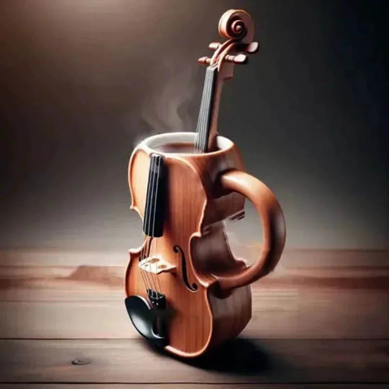 Creative Musical Instrument Coffee Cup Funny Guitar Pattern Mug Summer And Winter Drink Cup Music Lovers Holiday Gifts