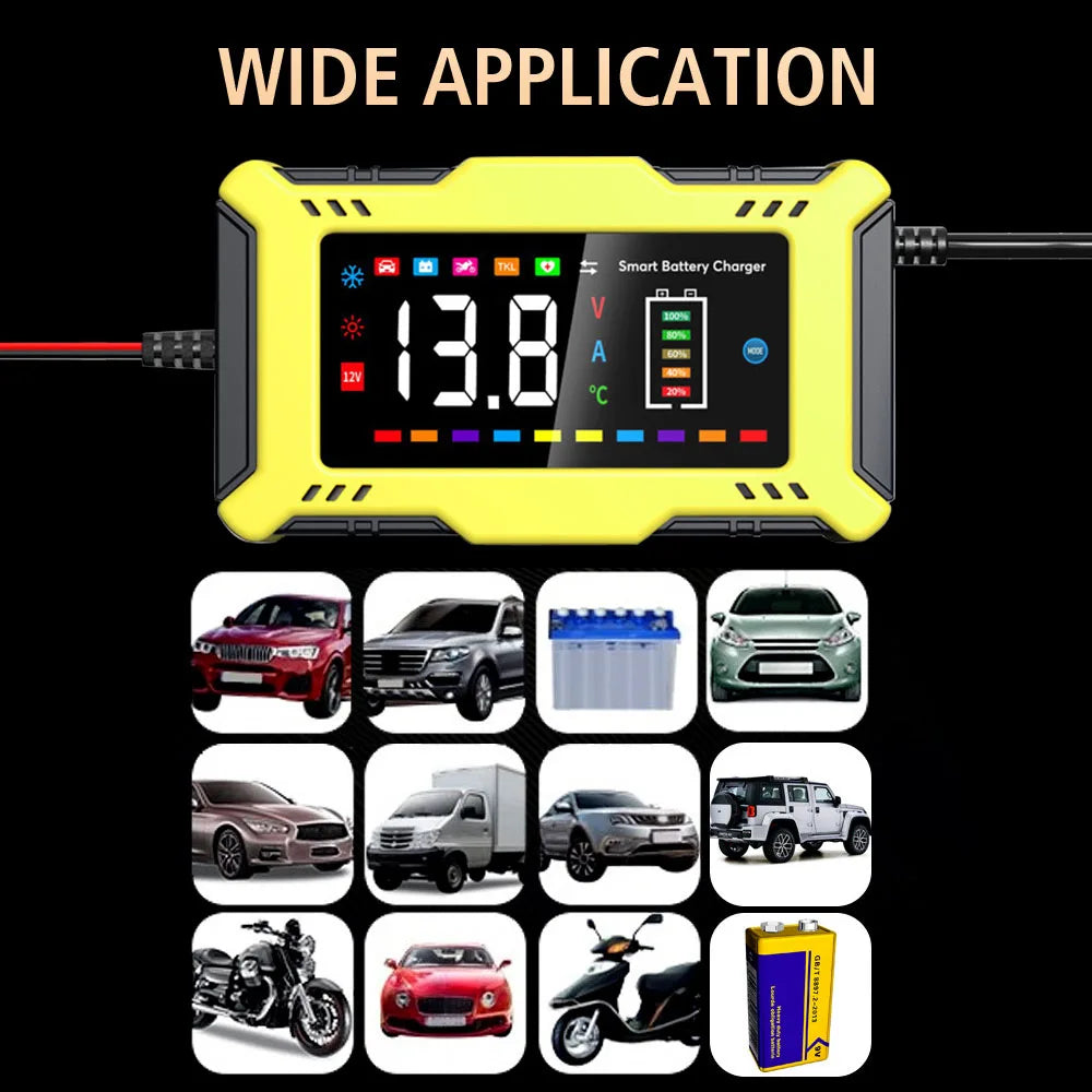 For Lead Acid / Lithium Iron Battery 14.6V/12V 6A 90W EU US Plug Car Battery Charger Pulse Repair 110V/240V Input