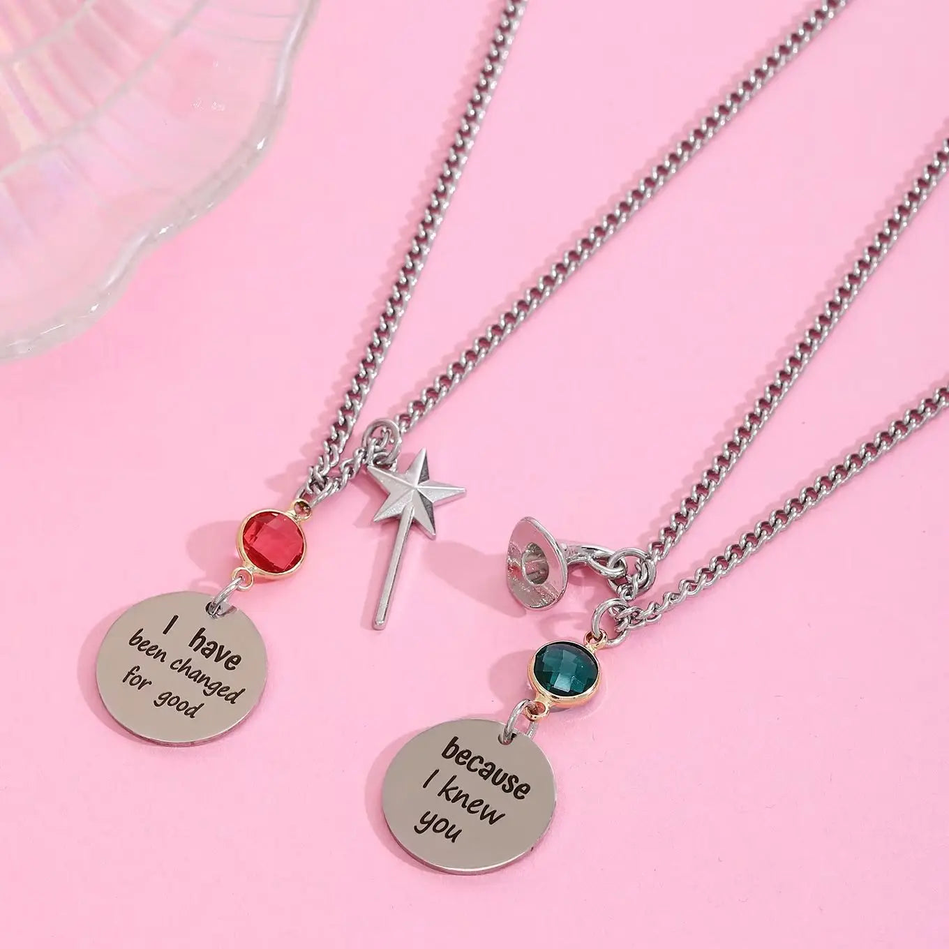Wicked the musical Charm Necklace For Women Men Magic Wand Witch Hat Pendant Matching Couples Valentine's Day Gifts Jewelry
