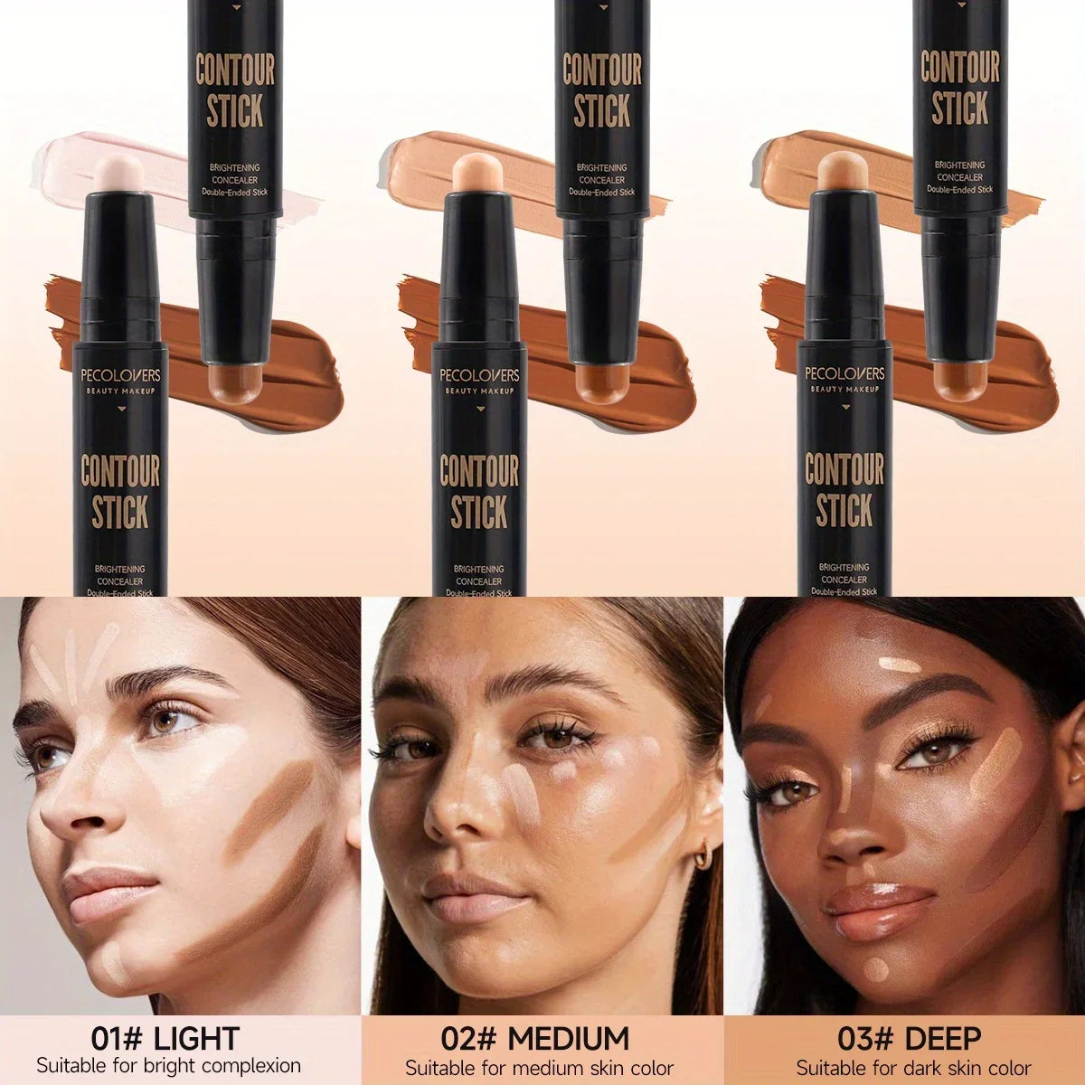 Doppelkopf-Highlight-Stift, Gesichts-Make-up, flüssiges, wasserdichtes Contouring-Foundation, Kontur-Make-up, Concealer-Stick, Bleistift, Kosmetik
