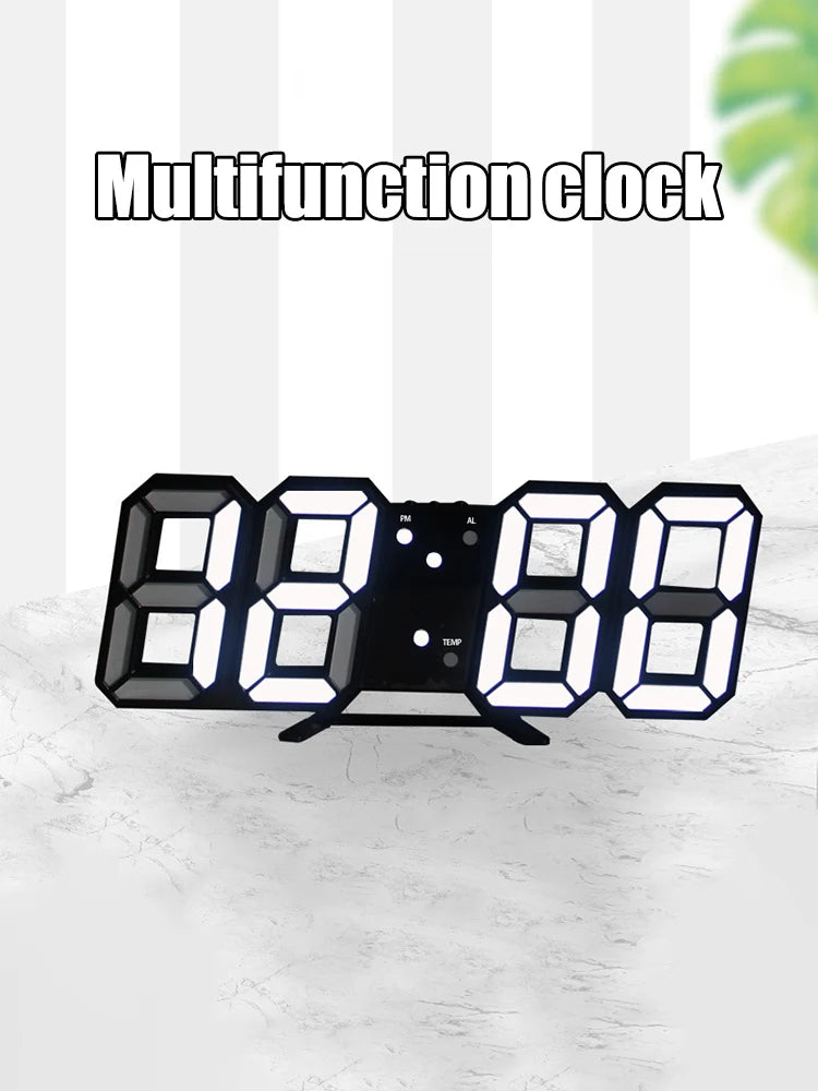 1PC 3d Digital Clock Creative Gift Multi-Functional Electronic Clock For Students With Large Screen Wall Mounted Clock