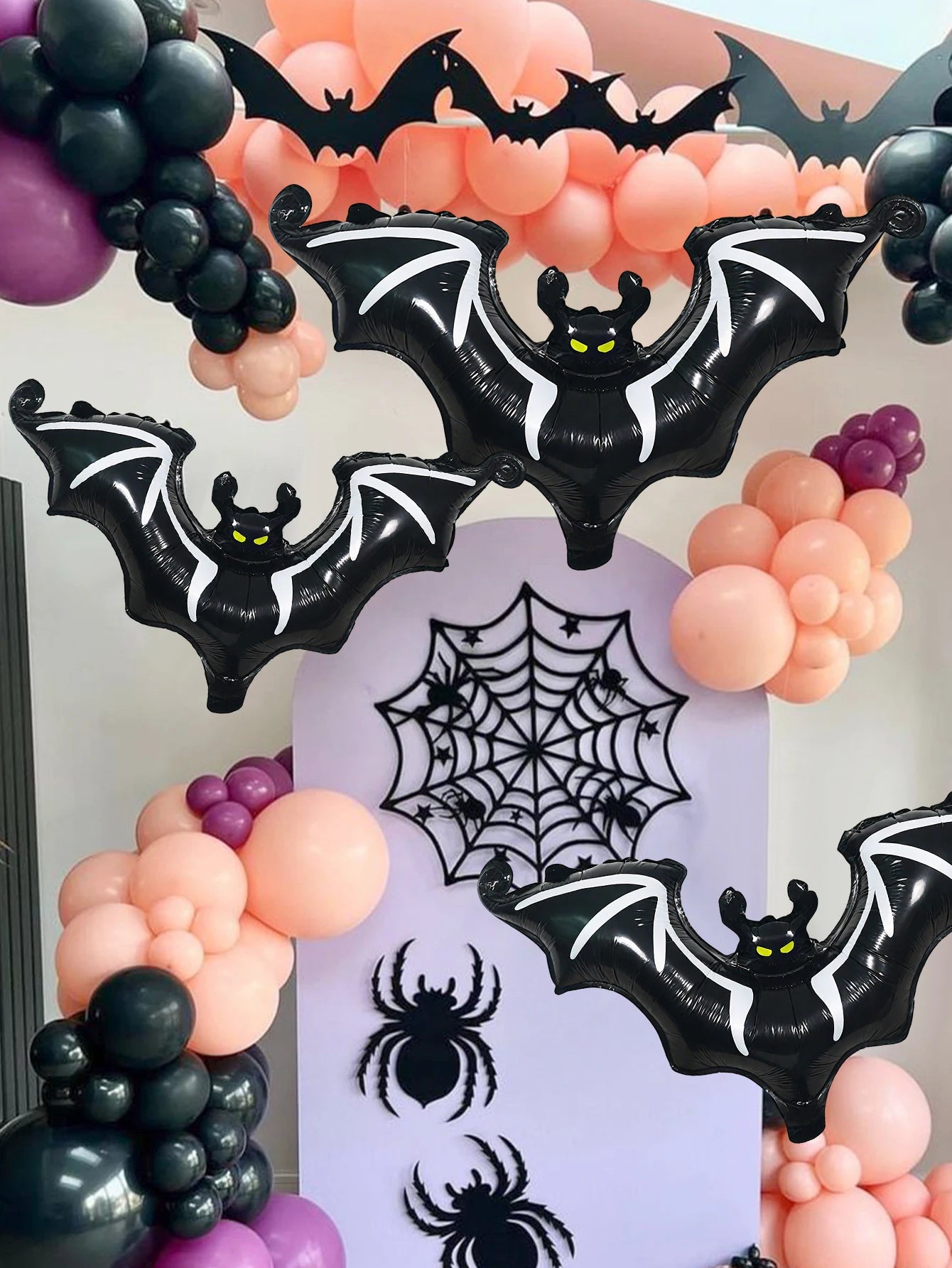 Halloween black bat foil balloons Halloween party supplies bat theme hanging bat decoration horror element atmosphere decoration