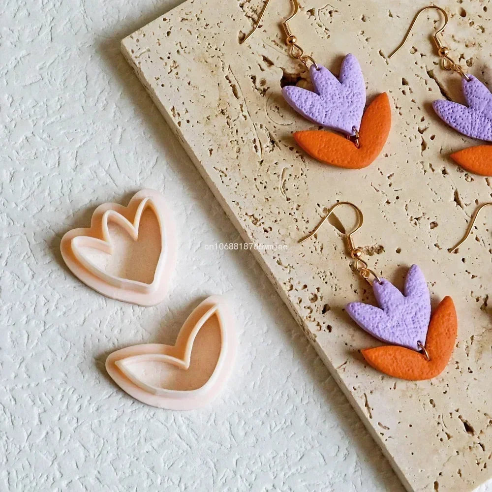 Leaves Shape Polymer Clay Earring Cutters Green Plant Flowers Dangle Clay Embossing Moulds for Handmade Jewelry Pendant Making
