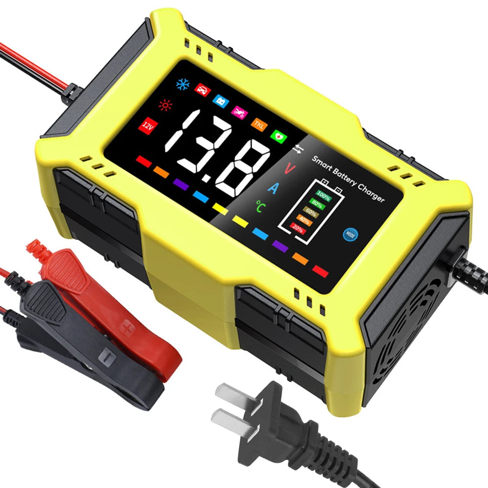 For Lead Acid / Lithium Iron Battery 14.6V/12V 6A 90W EU US Plug Car Battery Charger Pulse Repair 110V/240V Input