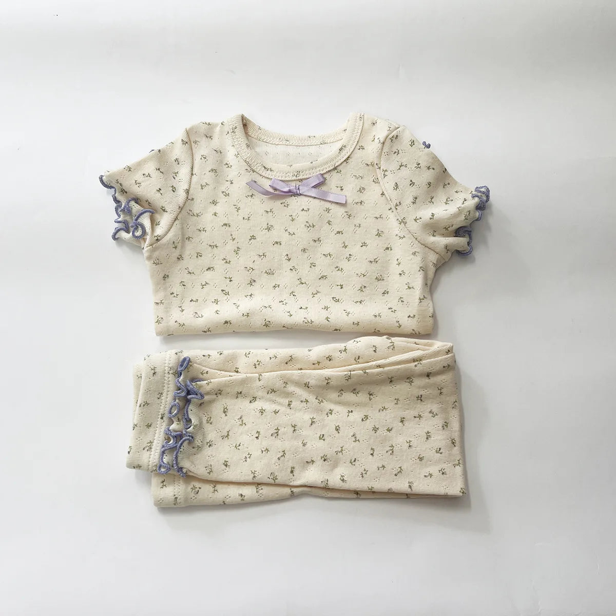 1-6T Toddler Kid Baby Girl Clothes Set Summer 100% Cotton Long Sleeve T Shirt Top Pant Suit Homewear Stretch 2pcs Pajamas Set