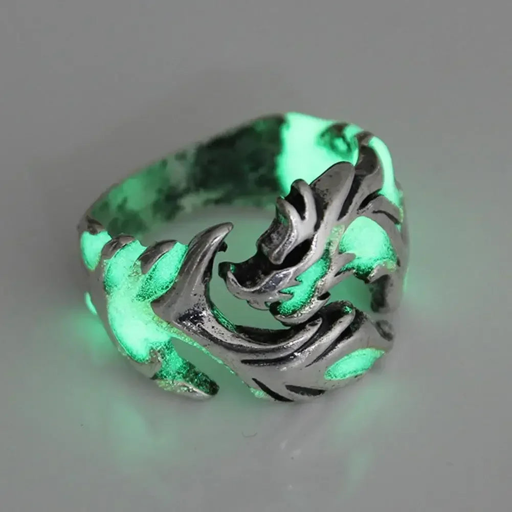 Luminous Dragon Rings for Men Women Punk Rings Free Size Finger Ring Glow in The Dark Ring Ring Jewelry