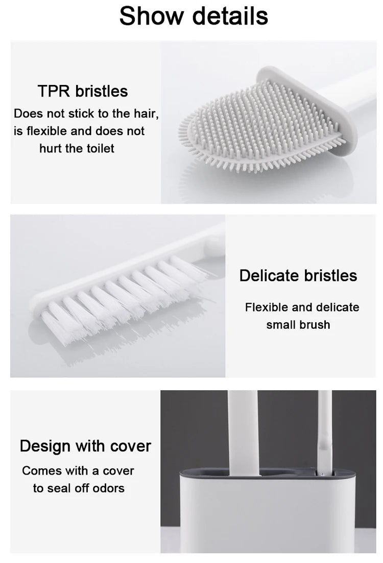 Wall Hanging Toilet Brush Toilet Bowl 2 Cleaning Brushes Silicone Toilet Brush with Holder For Floor Bathroom Accessories Sets