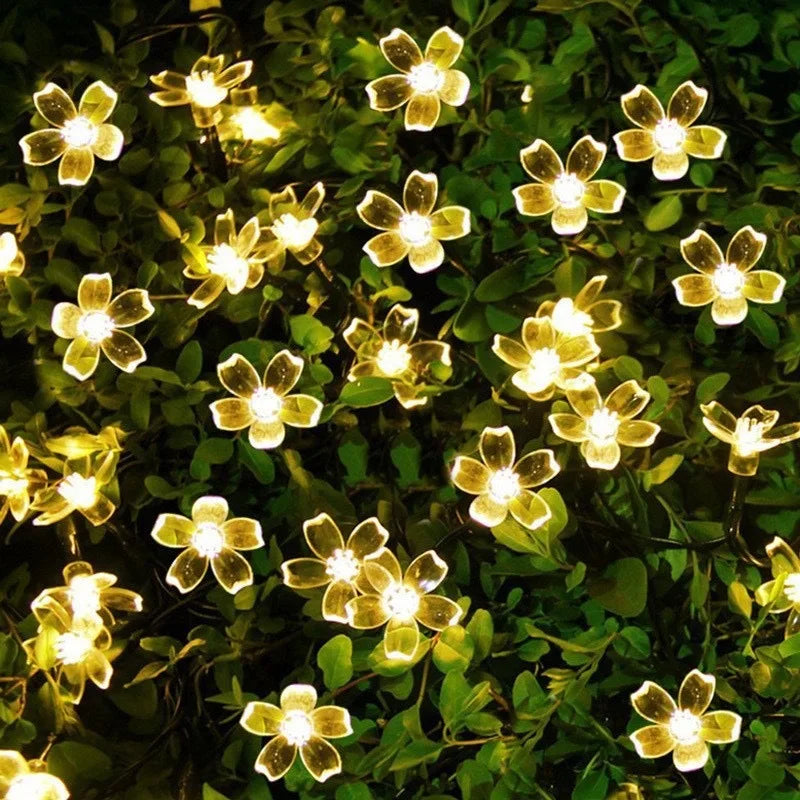 Sonkrag String Lights Kersiebloeisel LED Kransligte Buitelug Sonkrag Tuin Patio Dekor Ligte Kersfees Troue Party Versiering