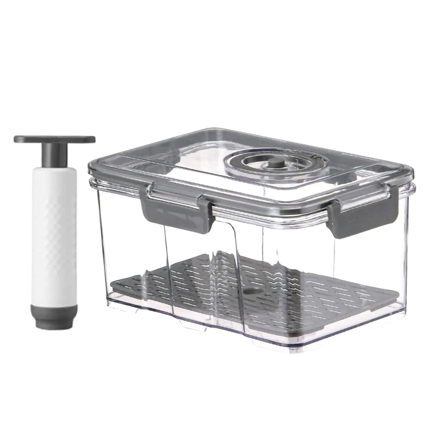 Vacuum Food Storage Container Transparent Fridge Organizer with Drain Net Large Capacity Food Dispenser for Kitchen Storage Box
