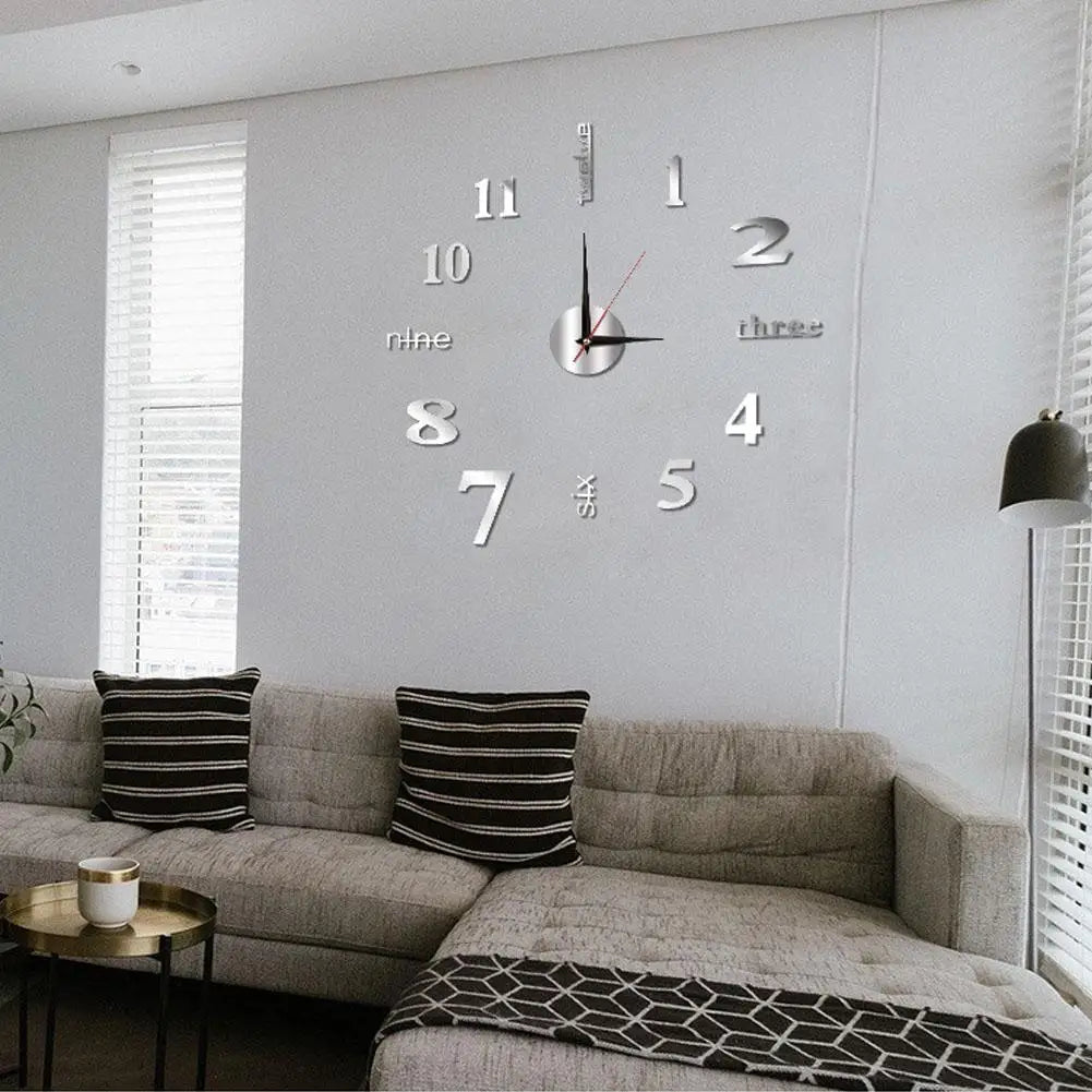 3D Luminous Wall Clock Frameless Acrylic DIY Digital Clock Wall Stickers Mute Clock for Living Room Bedroom Office Wall Decor