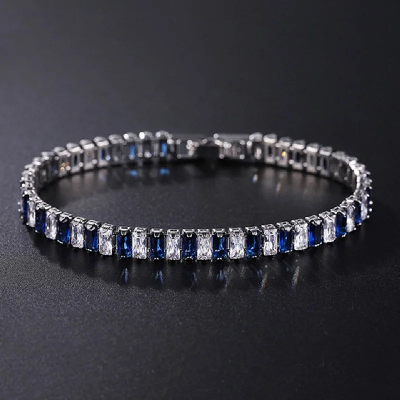 Luxury Hiphop Iced Out 4mm Cubic Zirconia Crystal Tennis Bracelets For Women Men Gold Color Silver Color Bracelet Chain Jewelry