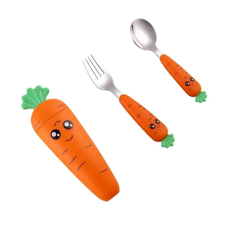 1/3PCS Baby Feeding Utensils Cartoon Fork Spoon Child Cutlery Set Kid Tableware Kitchen Gadgets Cake Vegetable Fork Teaspoon
