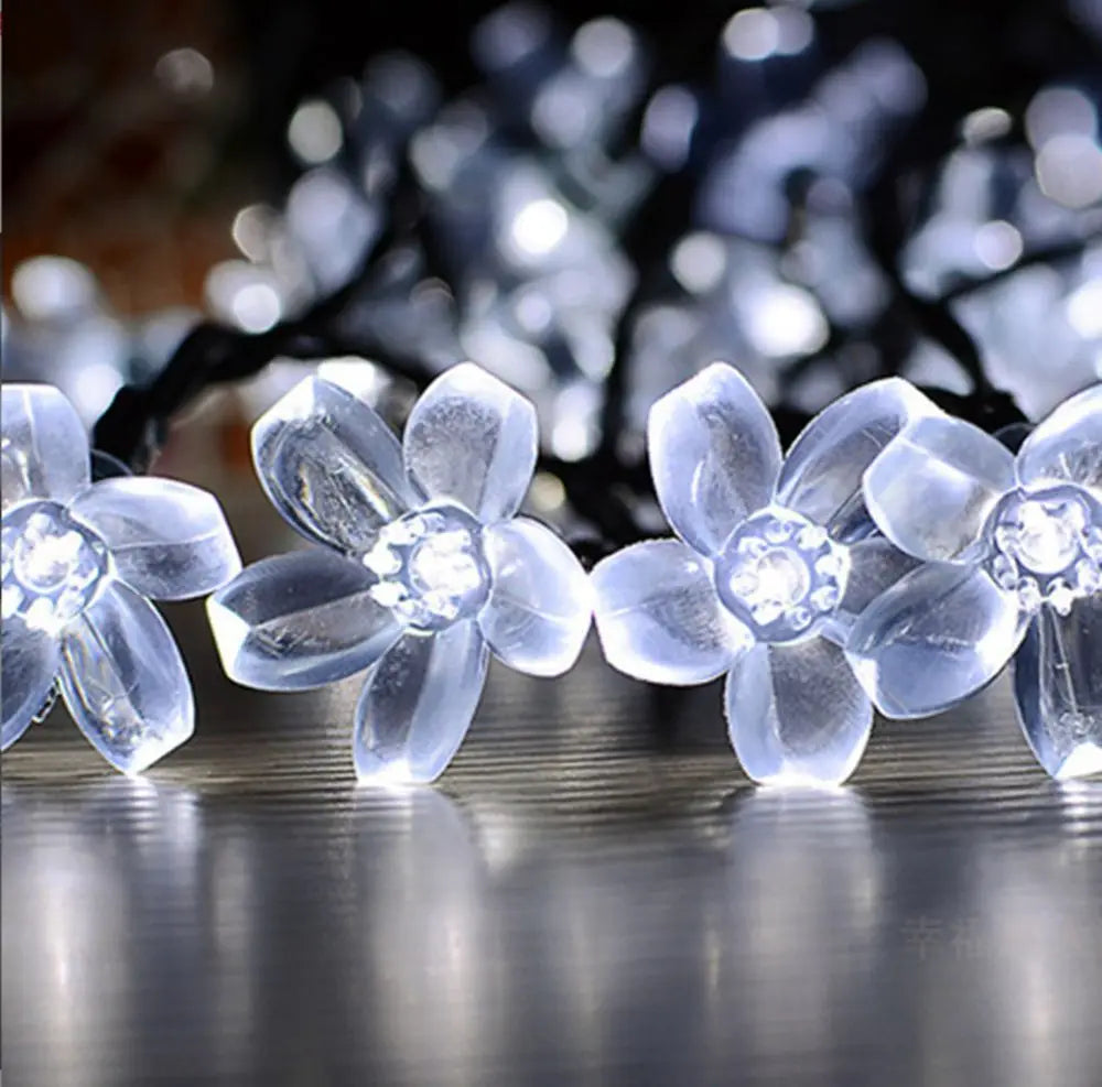 Solar String Lights Cherry Blossom LED Garland Lights Outdoor Solar Garden Patio Decor Lights Christmas Wedding Party Decoration