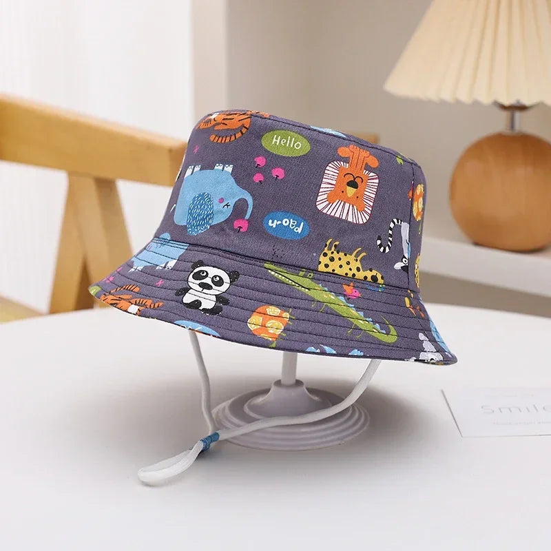 New Panama Summer Baby Sun Hat for Girls and Boys Beach Sun Cap Outdoor Children Bucket Hat Cartoon Autumn Kids Fisherman's Cap