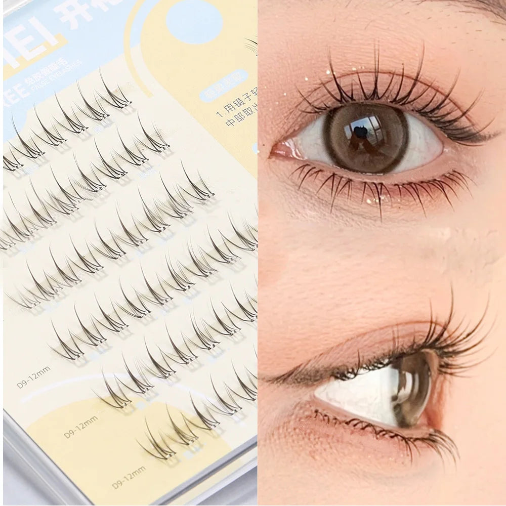 6 Rows Of Glue-Free False Eyelashes In A Single Cluster, Natural And Curled For Comfortable Wearfalse Eyelashes Eye Make-Up