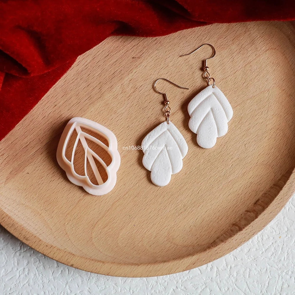 Leaves Shape Polymer Clay Earring Cutters Green Plant Flowers Dangle Clay Embossing Moulds for Handmade Jewelry Pendant Making