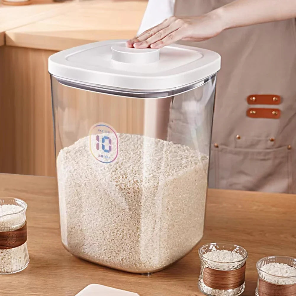 Seal Rice Bucket Vacuum Rice Buckets Cat Food Bucket Pet Food Storage Bucket Dust-proof Grain Jar Glass Jar Home Storage Box