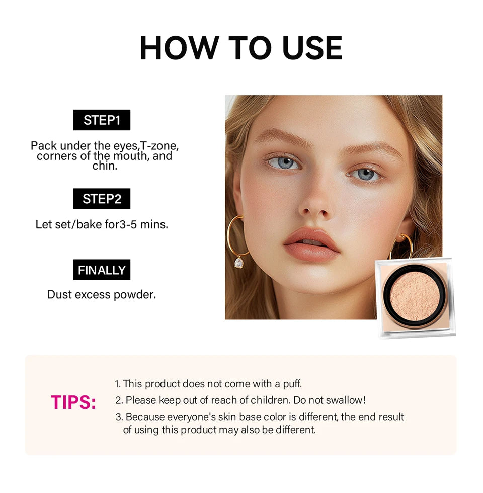 Loose powder makeup Loose Baking&Setting Powder Matte Waterproof Long Lasting Oil Control 4 Colors Loose Powder Makeup Cosmetics