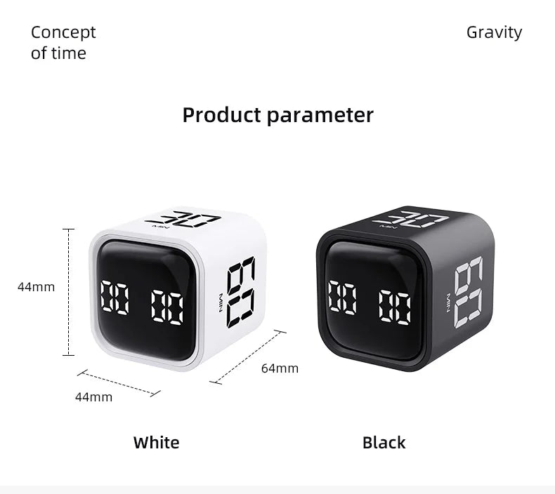 Gravity Flip Timer Silent Vibration Sound Alarm 5-60 Minutes and Custom Countdown Perfect For Working Learning Cooking Study