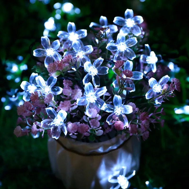 Solar String Lights Cherry Blossom LED Garland Lights Outdoor Solar Garden Patio Decor Lights Christmas Wedding Party Decoration