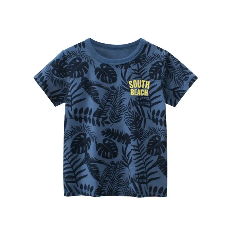 2 3 4 5 6 7 8 9 Years Boys Short Sleeve T-shirts Korean Version Kids Clothing Children Cotton Tees Summer Cartoon Tops