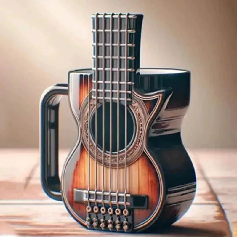 Creative Musical Instrument Coffee Cup Funny Guitar Pattern Mug Summer And Winter Drink Cup Music Lovers Holiday Gifts