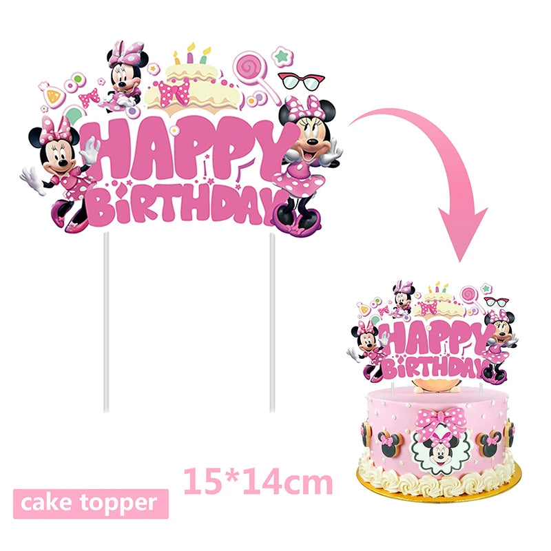 Minnie Mouse Birthday Party Decorate Girls Disposable Tableware Balloon Cups Plates Tablecloth Balloon Baby Shower Party Supply