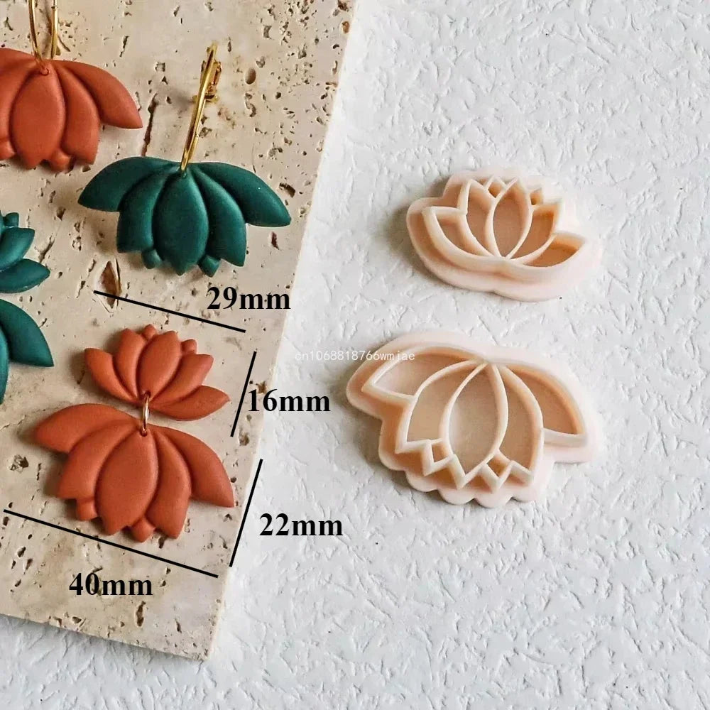 Leaves Shape Polymer Clay Earring Cutters Green Plant Flowers Dangle Clay Embossing Moulds for Handmade Jewelry Pendant Making