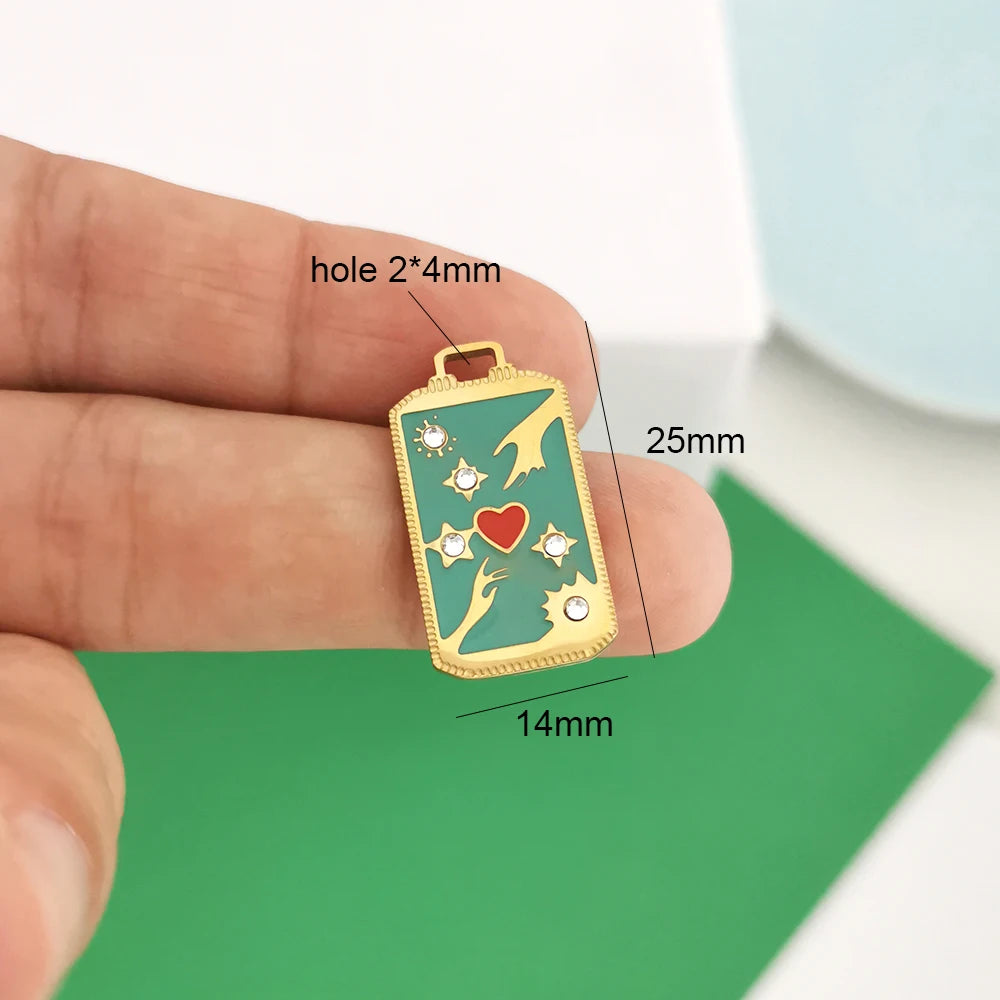 1pc Stainless Steel Big Pendant Small Charm Cherry Angel Boot Heart Tail Flower Star Cross Key Moon Pearl Bow PVD Gold Color