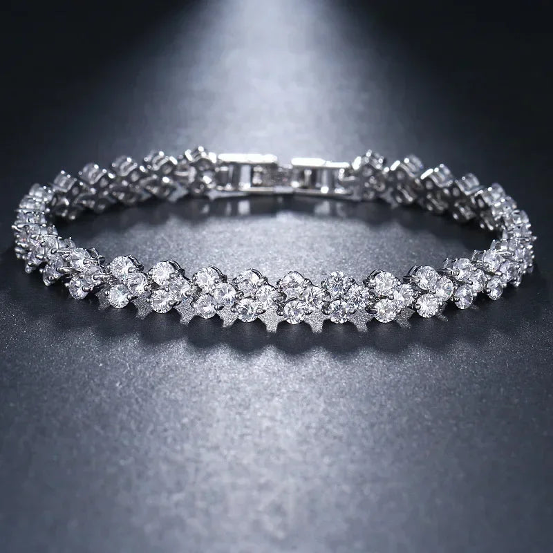 Luxury Hiphop Iced Out 4mm Cubic Zirconia Crystal Tennis Bracelets For Women Men Gold Color Silver Color Bracelet Chain Jewelry