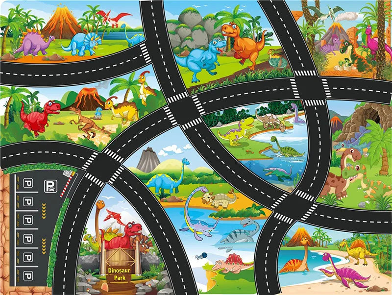 Large City Road Map DIY Scene Road Signs Car Parking Lot Game Children Playing Traffic Mat Climbing Carpets for Baby Toys Gifts