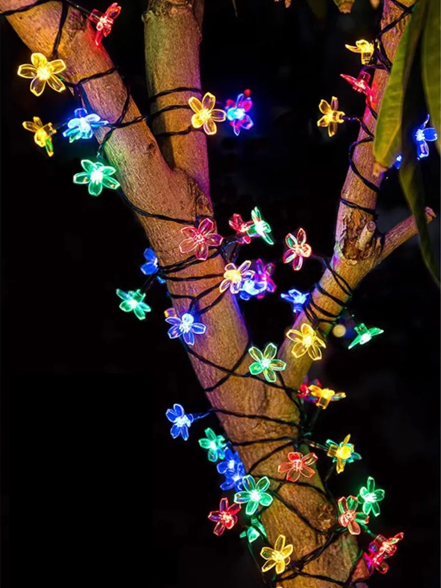 Sonkrag String Lights Kersiebloeisel LED Kransligte Buitelug Sonkrag Tuin Patio Dekor Ligte Kersfees Troue Party Versiering
