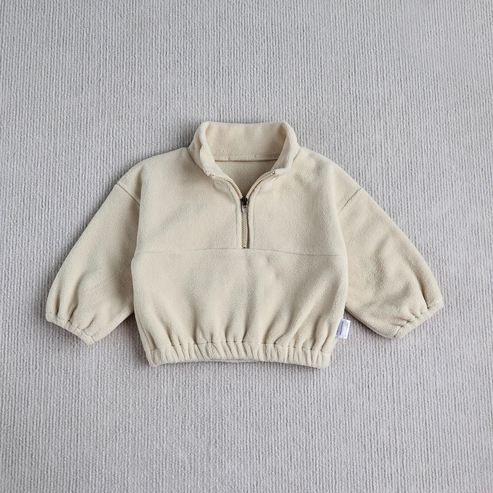 MILANCEL New Autumn Baby Sports Suit Toddler Fleece Solid Color Hoodies Suit Infant Outfit 2PCS