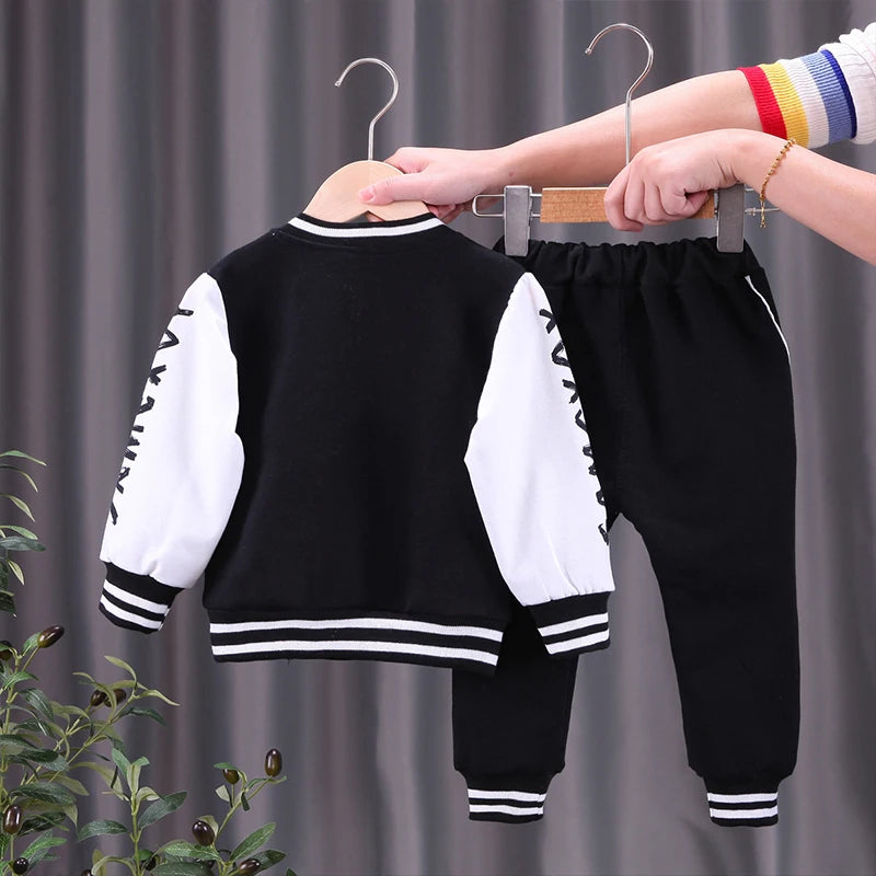 Spring Autumn Baby Boys Clothing Set Cartoon Letter Baseball Coat Pants 2Pcs Suit For 1-5 Years Kids Clothes Child Sport Outfit