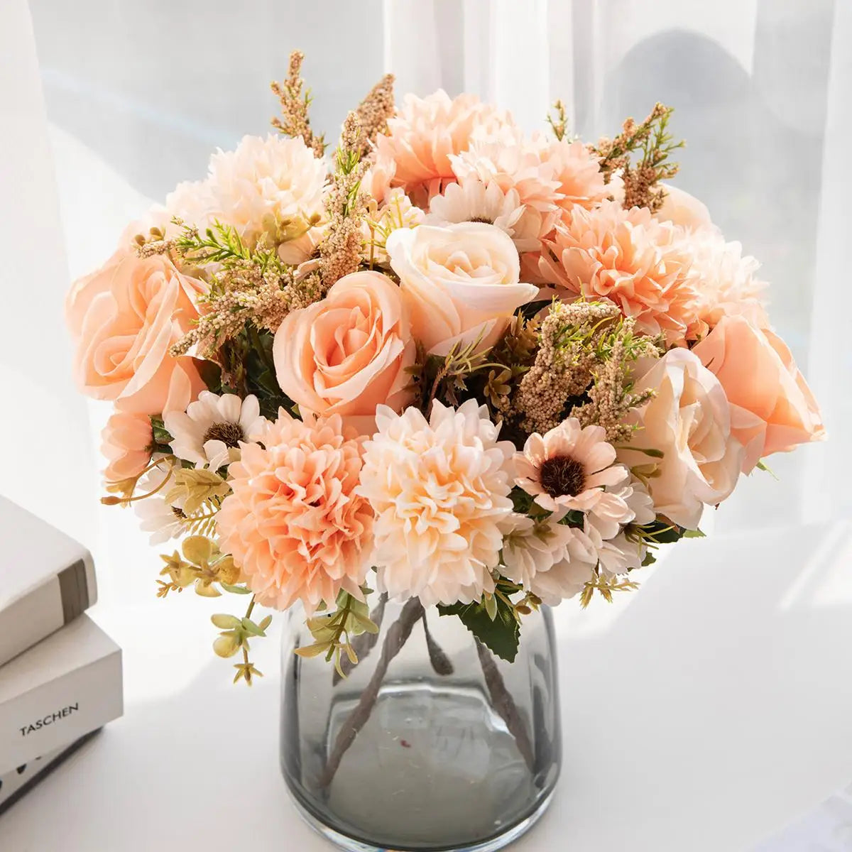 1PC Artificial Flowers Cheap New Year's Decoration Wedding Garden Peony Arch Christmas Home Fake Silk Rose Hydrangeas Vase for