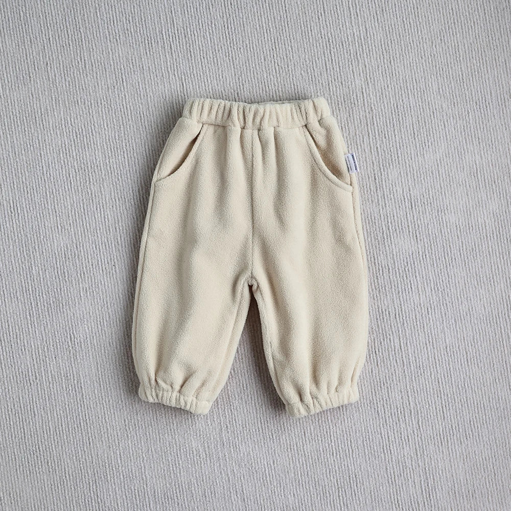 MILANCEL New Autumn Baby Sports Suit Toddler Fleece Solid Color Hoodies Suit Infant Outfit 2PCS
