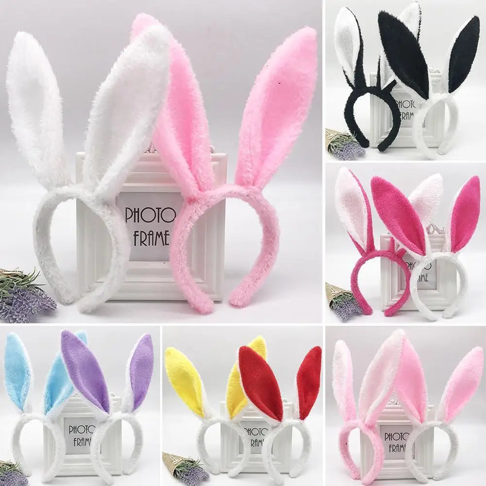Cute Easter Bunny Ears Headband Women's Plush Lugs Hare Ears Hairband Girl Rabbit Ears Headwear Cosplay Costume Hair Accessories