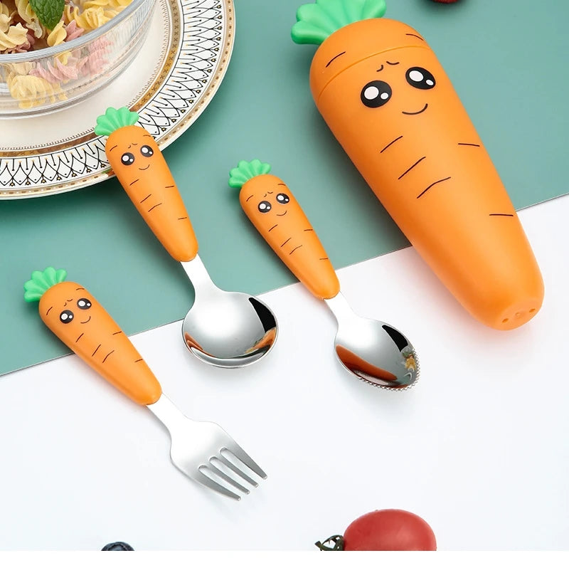 1/3PCS Baby Feeding Utensils Cartoon Fork Spoon Child Cutlery Set Kid Tableware Kitchen Gadgets Cake Vegetable Fork Teaspoon