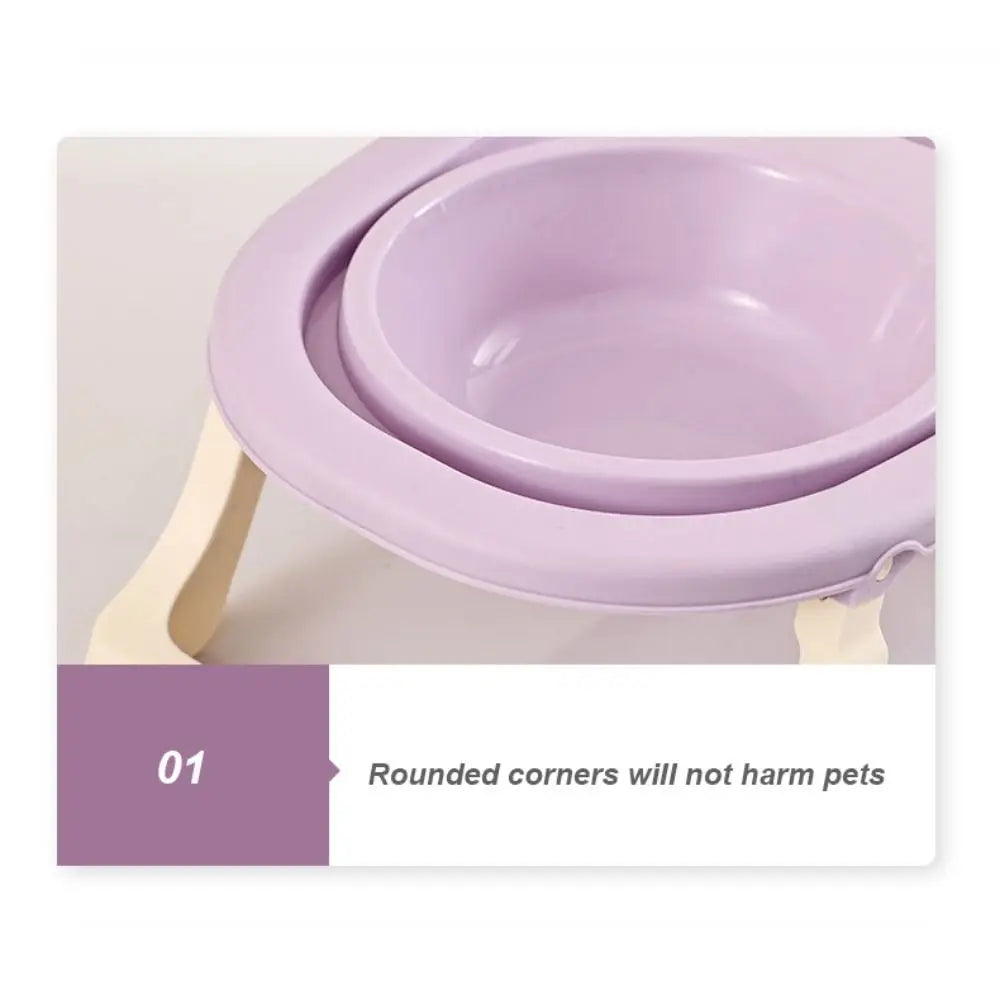 Cat Double Bowl With Stand Non-Slip 2-in-1 Dog Food Bowl Large Capacity Portable Pet Food Container Pet Supplies