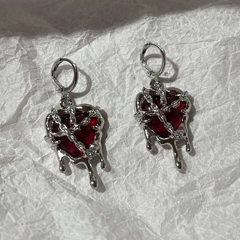 Irregular Heart Cross Earrings Women Design Senior Sense of Fashion Personality Earring 2023 Y2K Trendy Party Jewelry Gift