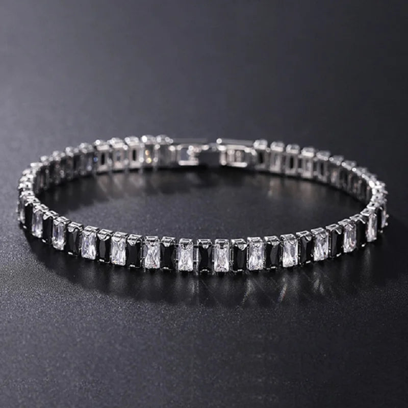 Luxury Hiphop Iced Out 4mm Cubic Zirconia Crystal Tennis Bracelets For Women Men Gold Color Silver Color Bracelet Chain Jewelry