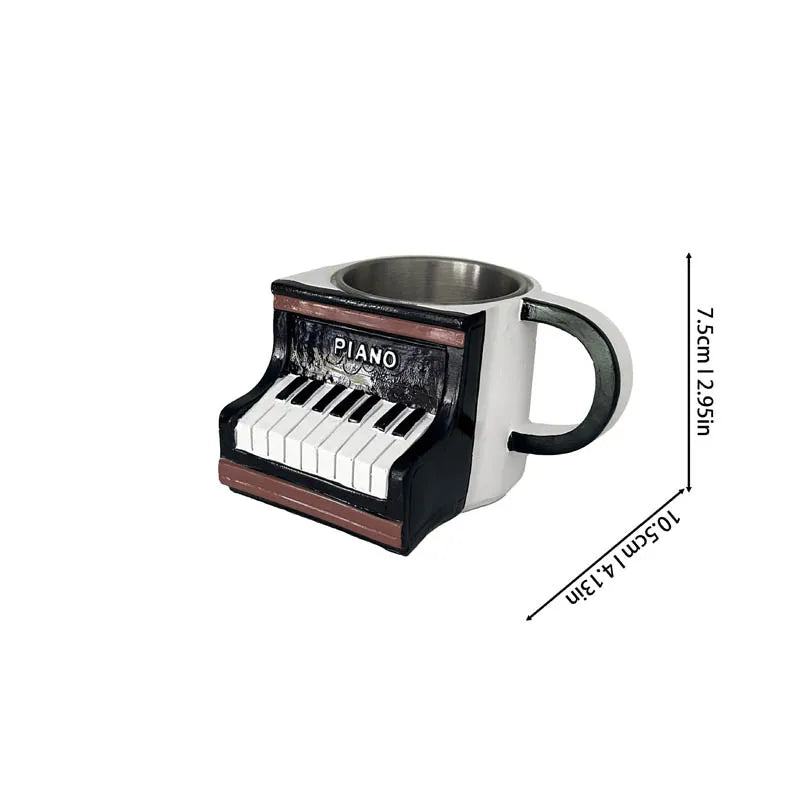 Creative Musical Instrument Coffee Cup Funny Guitar Pattern Mug Summer And Winter Drink Cup Music Lovers Holiday Gifts