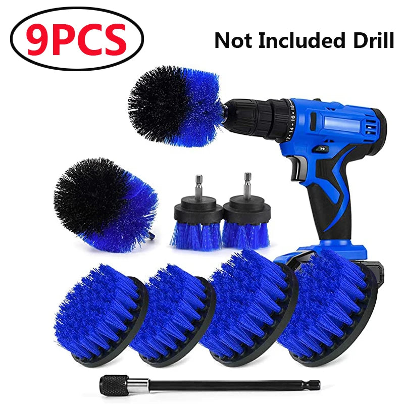 UNTIOR Electric Drill Brush Attachment Set Power Scrubber Brush Car Polisher Kitchen Bathroom Cleaning Kit Toilet Cleaning Tools