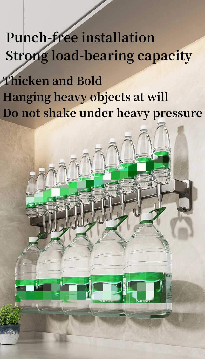 Kitchen Hook Punch-free Hanging Rod Spovel Hanger Row Hook Multifunctional Wall-mounted Storage Knife Holter