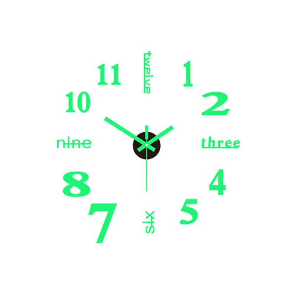 3D Luminous Wall Clock Frameless Acrylic DIY Digital Clock Wall Stickers Mute Clock for Living Room Bedroom Office Wall Decor