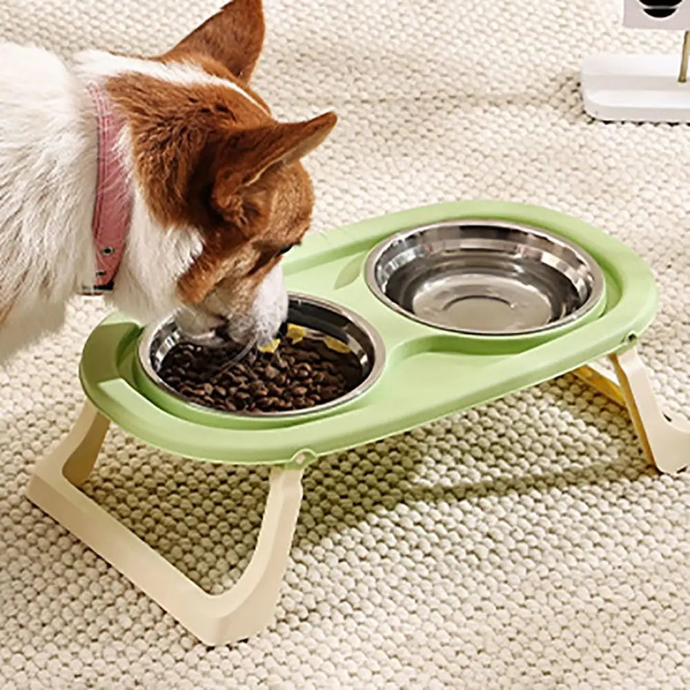Cat Double Bowl With Stand Non-Slip 2-in-1 Dog Food Bowl Large Capacity Portable Pet Food Container Pet Supplies