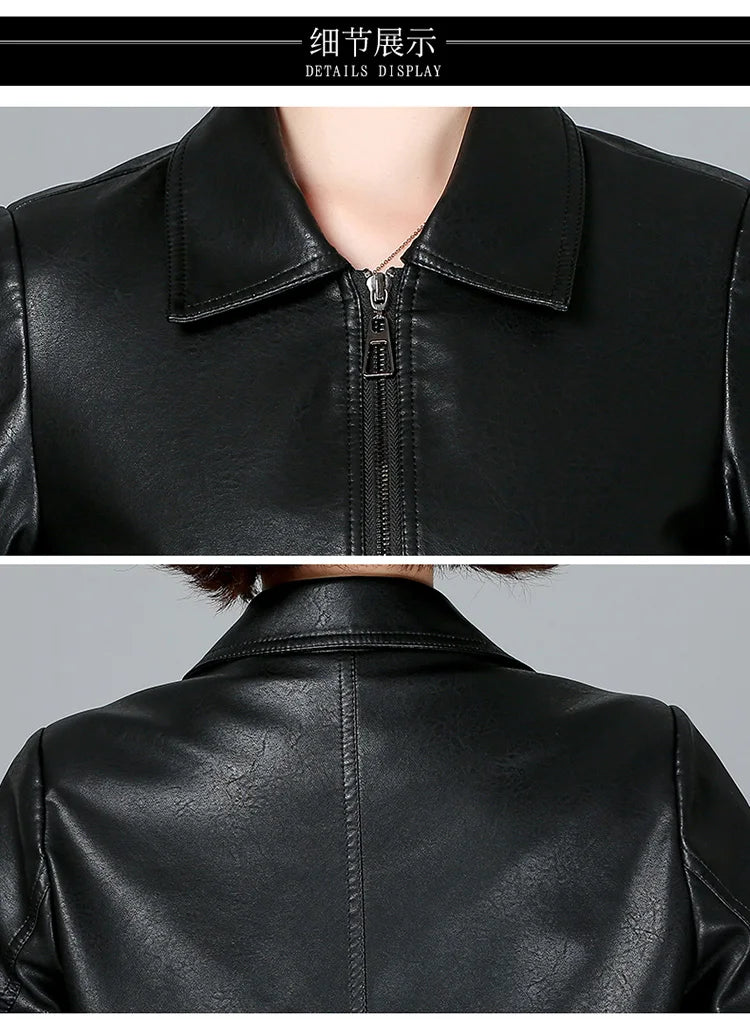 New Women Sheepskin Jacket Spring Autumn 2025 Fashion Casual Long Sleeve Short Zipper Leather Coat Loose Split Leather Outerwear